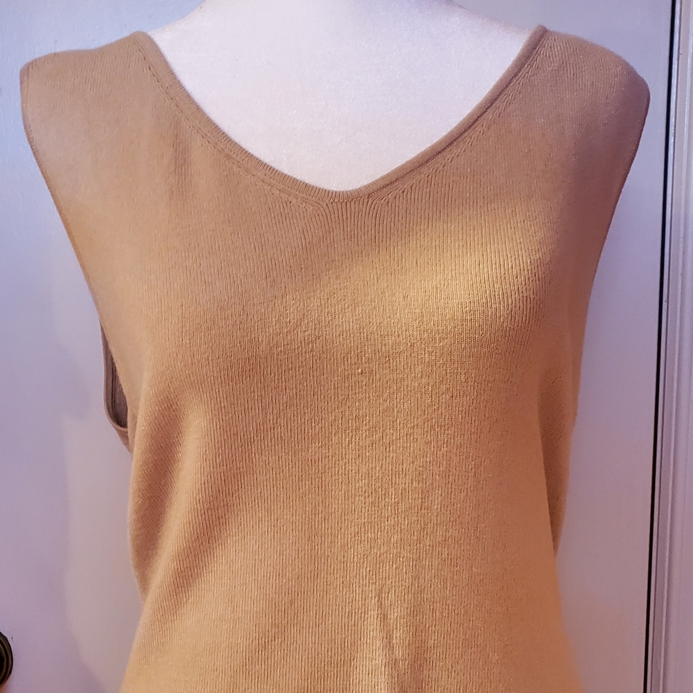 NWOT XL Top sleeveless Tan White Stag